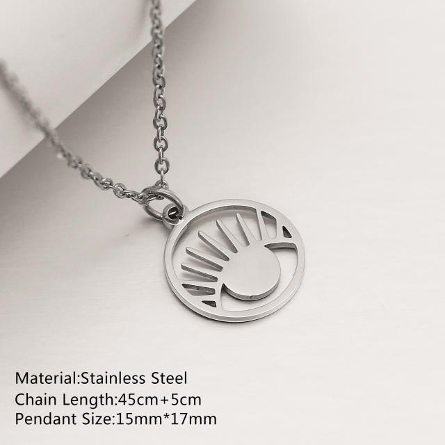 Dainty evil eye sun star pendant stainless steel necklace