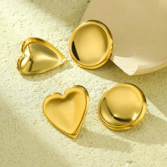 Concise geometric round heart stainless steel earrings rings
