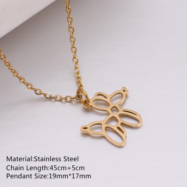 Dainty cute animal pendant stainless steel necklace