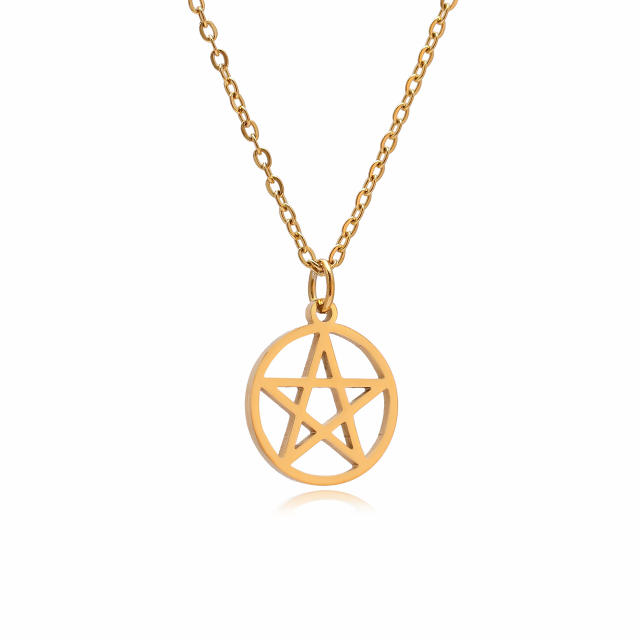 Dainty evil eye sun star pendant stainless steel necklace