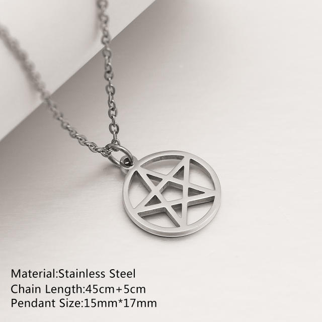 Dainty evil eye sun star pendant stainless steel necklace