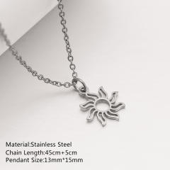 Dainty evil eye sun star pendant stainless steel necklace