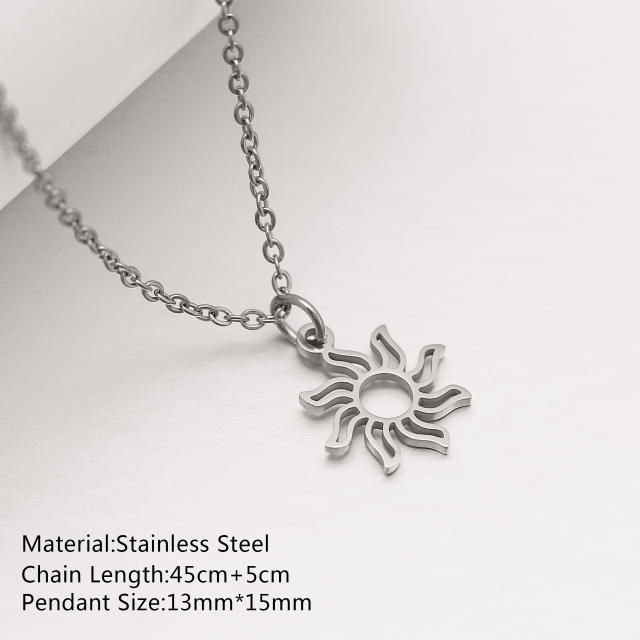 Dainty evil eye sun star pendant stainless steel necklace
