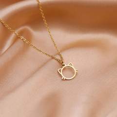 Dainty cute animal pendant stainless steel necklace