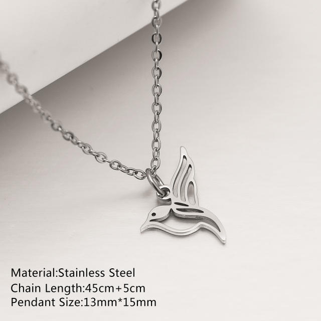 Dainty cute animal pendant stainless steel necklace