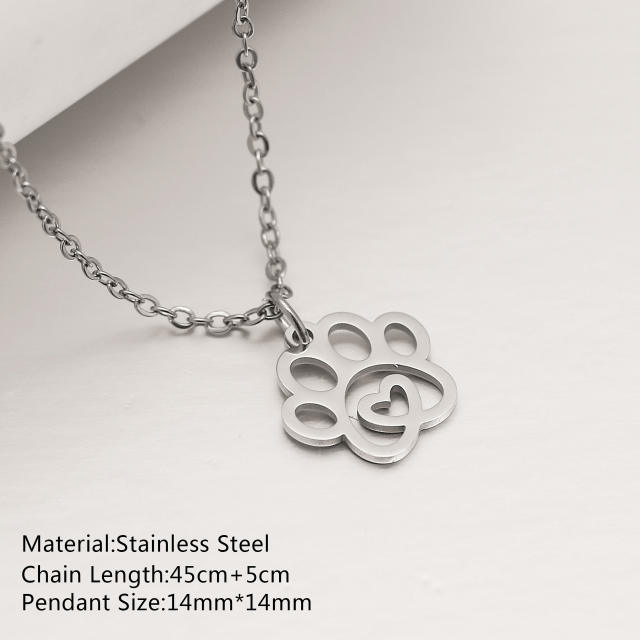 Dainty cute animal pendant stainless steel necklace