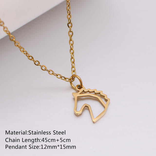 Dainty cute animal pendant stainless steel necklace