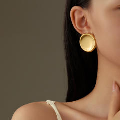 Concise geometric round heart stainless steel earrings rings