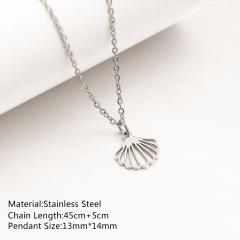 Dainty summer starfish shell anchor pendant stainless steel necklace