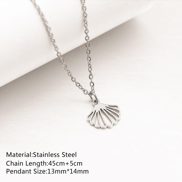 Dainty summer starfish shell anchor pendant stainless steel necklace