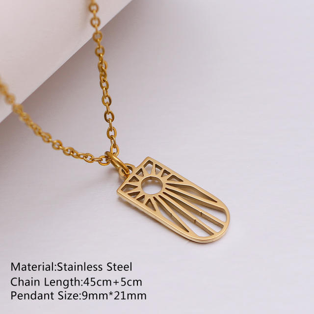 Dainty evil eye sun star pendant stainless steel necklace