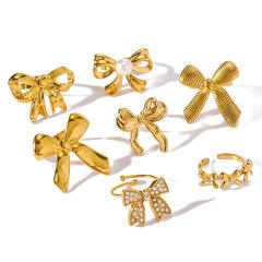 Elegant bow stainless steel finger rings collection