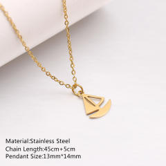 Dainty summer starfish shell anchor pendant stainless steel necklace