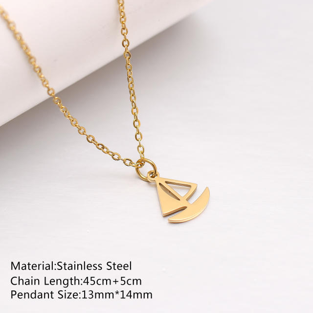 Dainty summer starfish shell anchor pendant stainless steel necklace