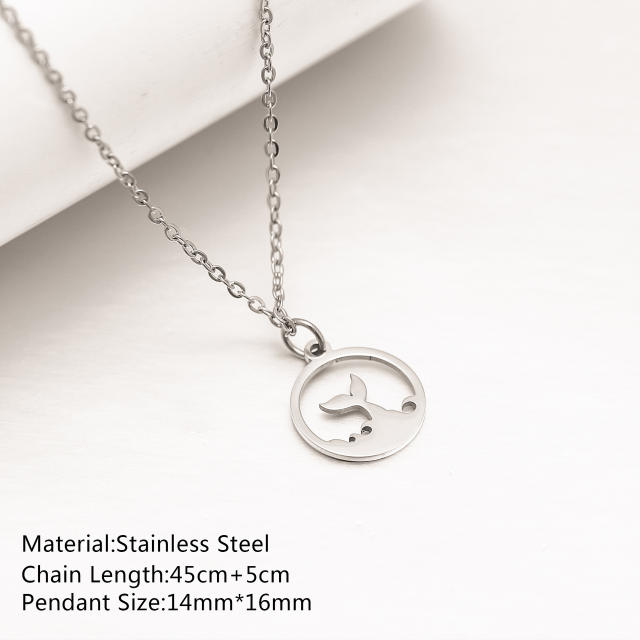 Dainty summer starfish shell anchor pendant stainless steel necklace