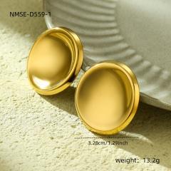 Concise geometric round heart stainless steel earrings rings
