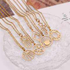Dainty evil eye sun star pendant stainless steel necklace