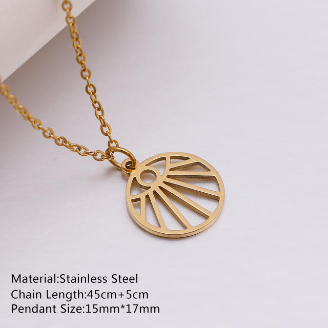Dainty evil eye sun star pendant stainless steel necklace