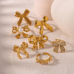 Elegant bow stainless steel finger rings collection