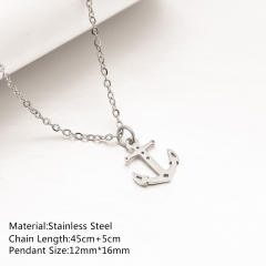 Dainty summer starfish shell anchor pendant stainless steel necklace