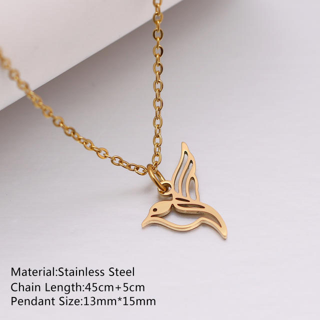 Dainty cute animal pendant stainless steel necklace