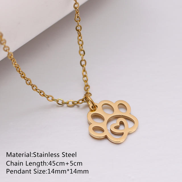 Dainty cute animal pendant stainless steel necklace