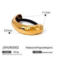 Elegant chunky hammer pattern stainless steel hair ties ponytail cuff