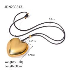 18KG chunky heart hollow heart pendant stainless steel necklace