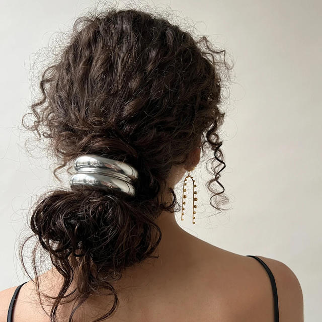 Chunky stainless steel hair ties ponytail cuff