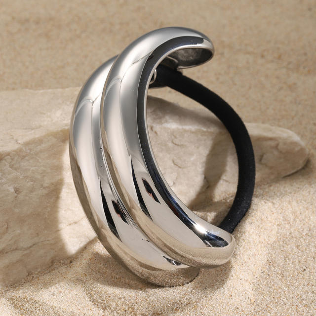Chunky stainless steel hair ties ponytail cuff