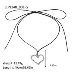 18KG chunky heart hollow heart pendant stainless steel necklace