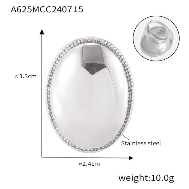 Chunky oval shape egg design stainless steel finger rings