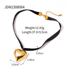 18KG chunky heart hollow heart pendant stainless steel necklace
