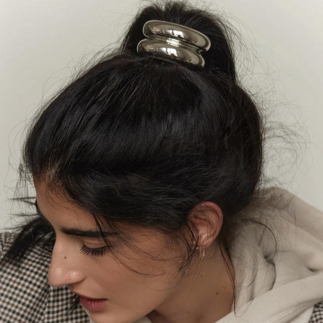 Chunky stainless steel hair ties ponytail cuff
