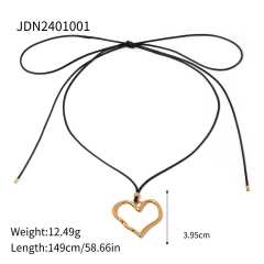 18KG chunky heart hollow heart pendant stainless steel necklace
