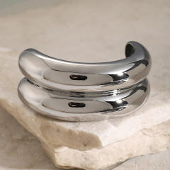 Chunky stainless steel hair ties ponytail cuff