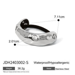 Elegant chunky hammer pattern stainless steel hair ties ponytail cuff
