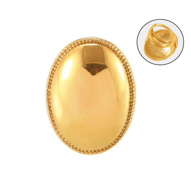 Chunky oval shape egg design stainless steel finger rings