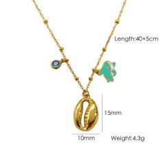 Summer ocean series starfish shell pendant dainty stainless steel necklace