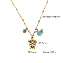 Summer ocean series starfish shell pendant dainty stainless steel necklace