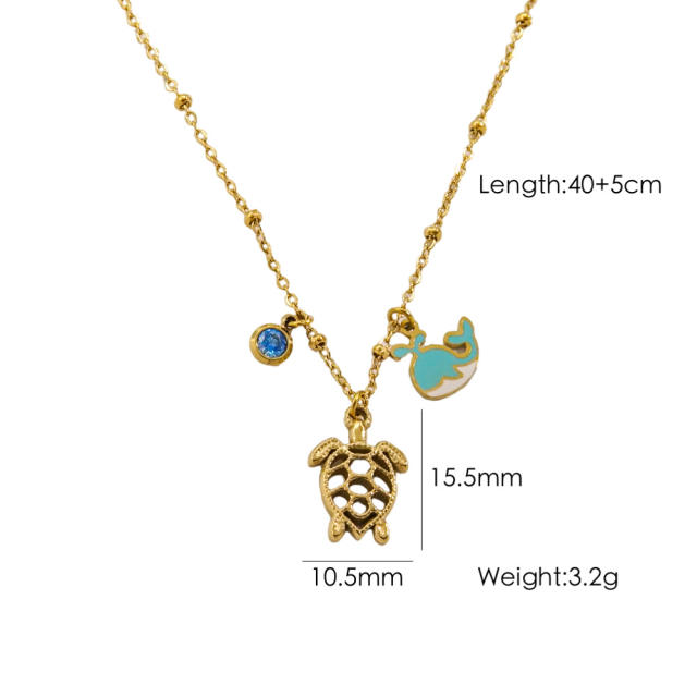 Summer ocean series starfish shell pendant dainty stainless steel necklace