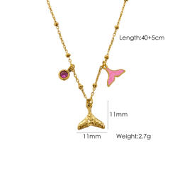 Summer ocean series starfish shell pendant dainty stainless steel necklace