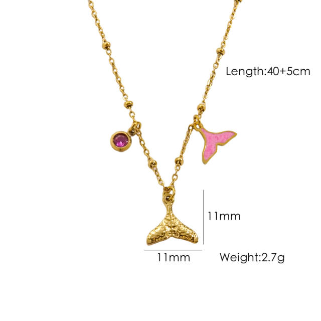 Summer ocean series starfish shell pendant dainty stainless steel necklace