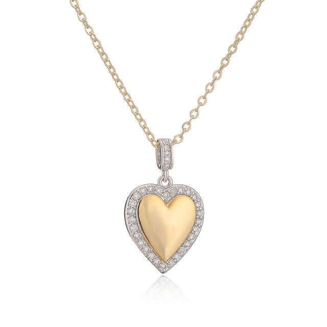 Personality mix color diamond star heart pendant gold plated copper necklace