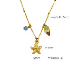 Summer ocean series starfish shell pendant dainty stainless steel necklace
