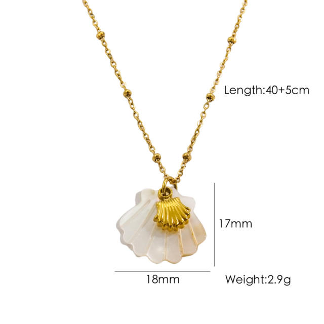 Summer ocean series starfish shell pendant dainty stainless steel necklace