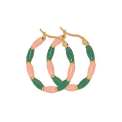 Summer color enamel bamboo stainless steel hoop earrings