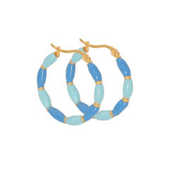 Summer color enamel bamboo stainless steel hoop earrings