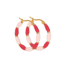 Summer color enamel bamboo stainless steel hoop earrings