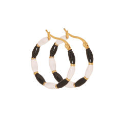 Summer color enamel bamboo stainless steel hoop earrings